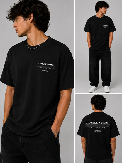 Strange Animal Redact Embroidered Oversized Tee